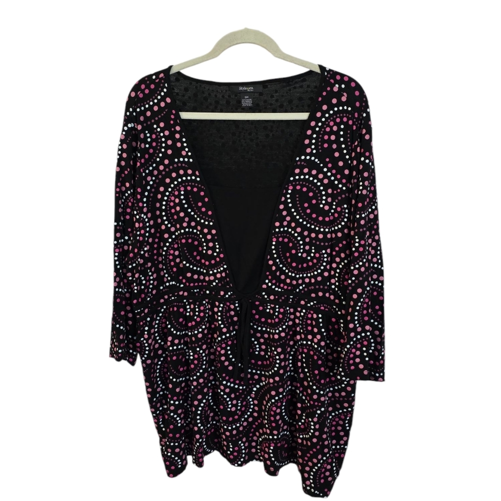 Style & Co. Black and Pink Patterned Top